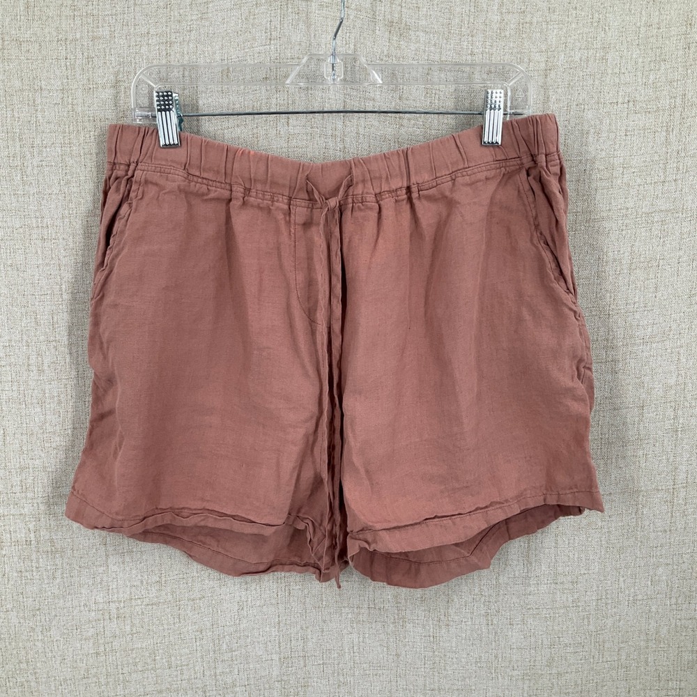 Parachute Linen Shorts‎ Women XL Clay Pink 100% Linen Elastic Waist Minimalist